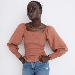 Madewell Lucie Bubble-Sleeve Smocked Top Size XL
